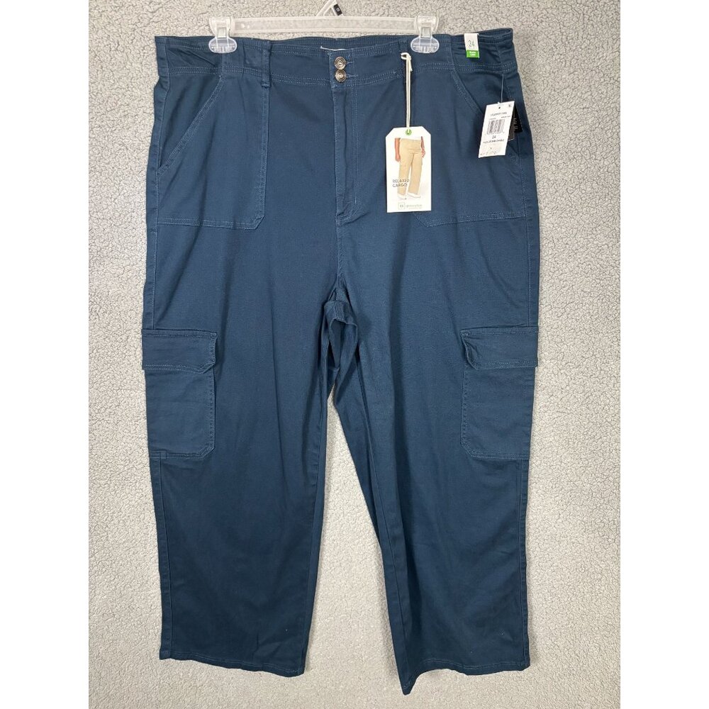 Celebrity Pink Trendy Juniors' Plus 24 Relaxed-Fit Straight-Leg Cargo Blue NWT's